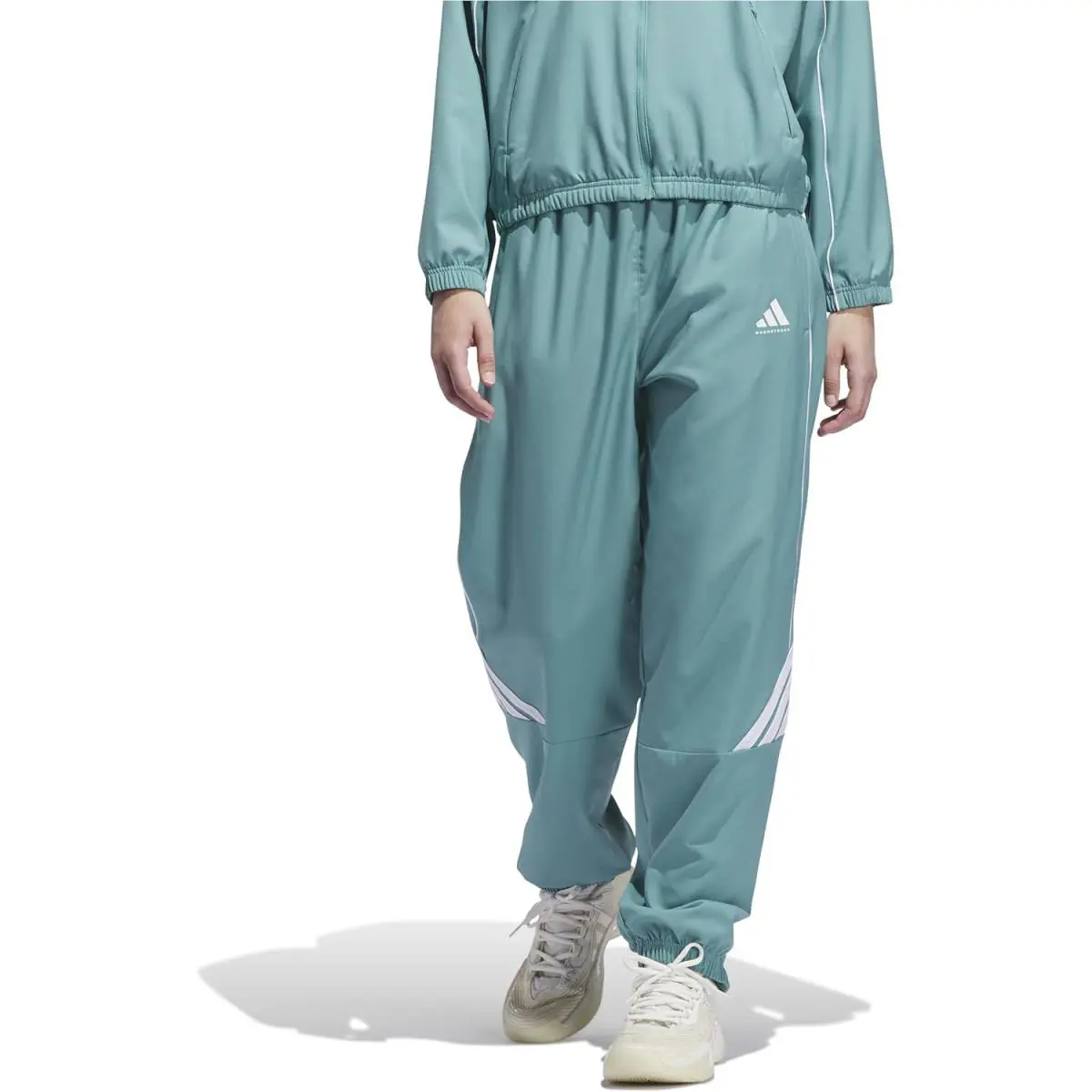 Adidas Women`s Crazylite Woven Basketball Pants Powder Teal/White