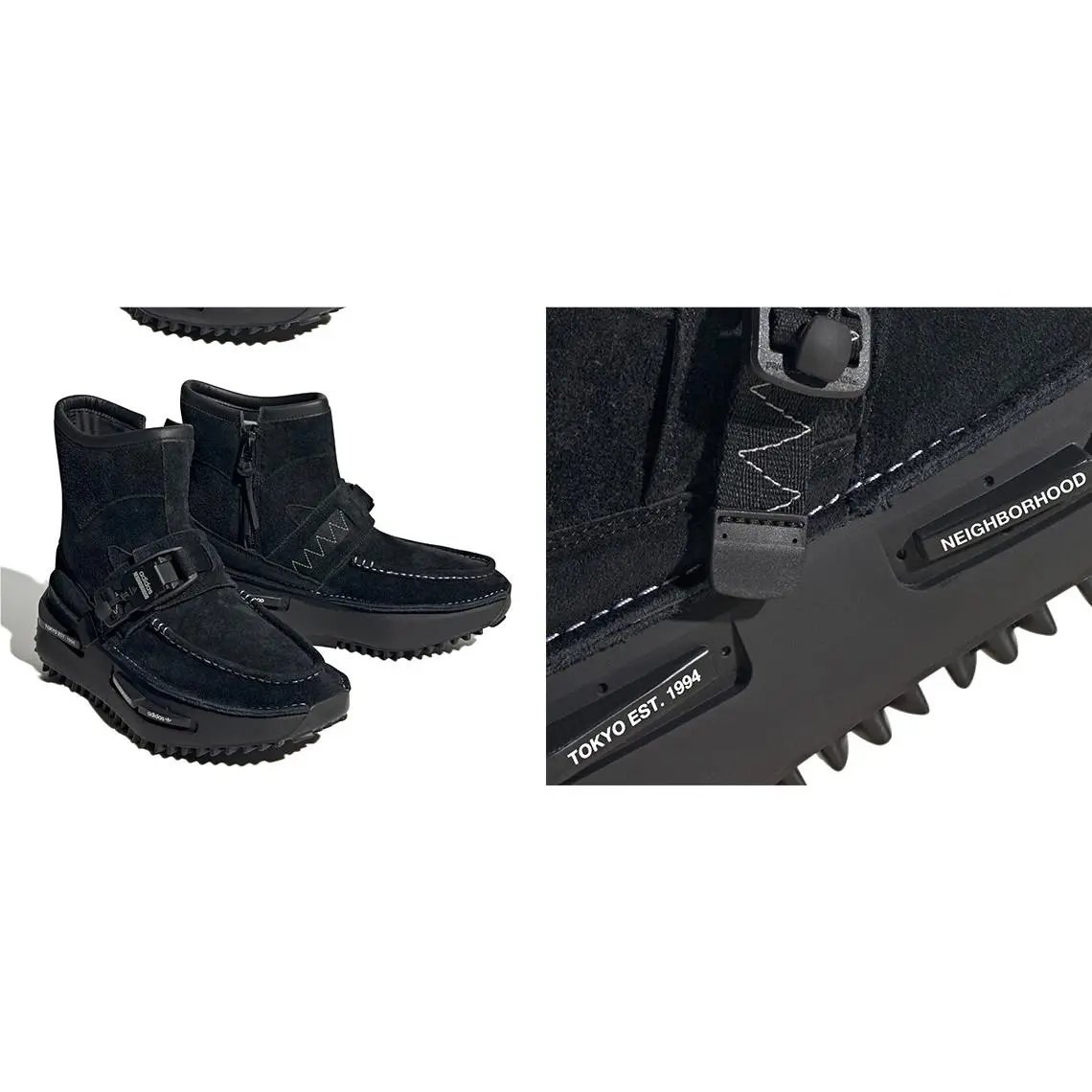 Neighborhood Tokyo Adidas Black High Top Laceless Boots Nmd Sneakers Size 9UK - Black