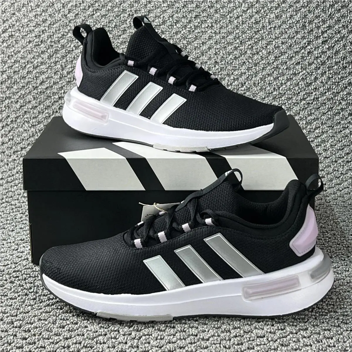 Adidas Racer TR23 Women 7.5 Running Shoes IF4369 Black Silver Metallic Lavender