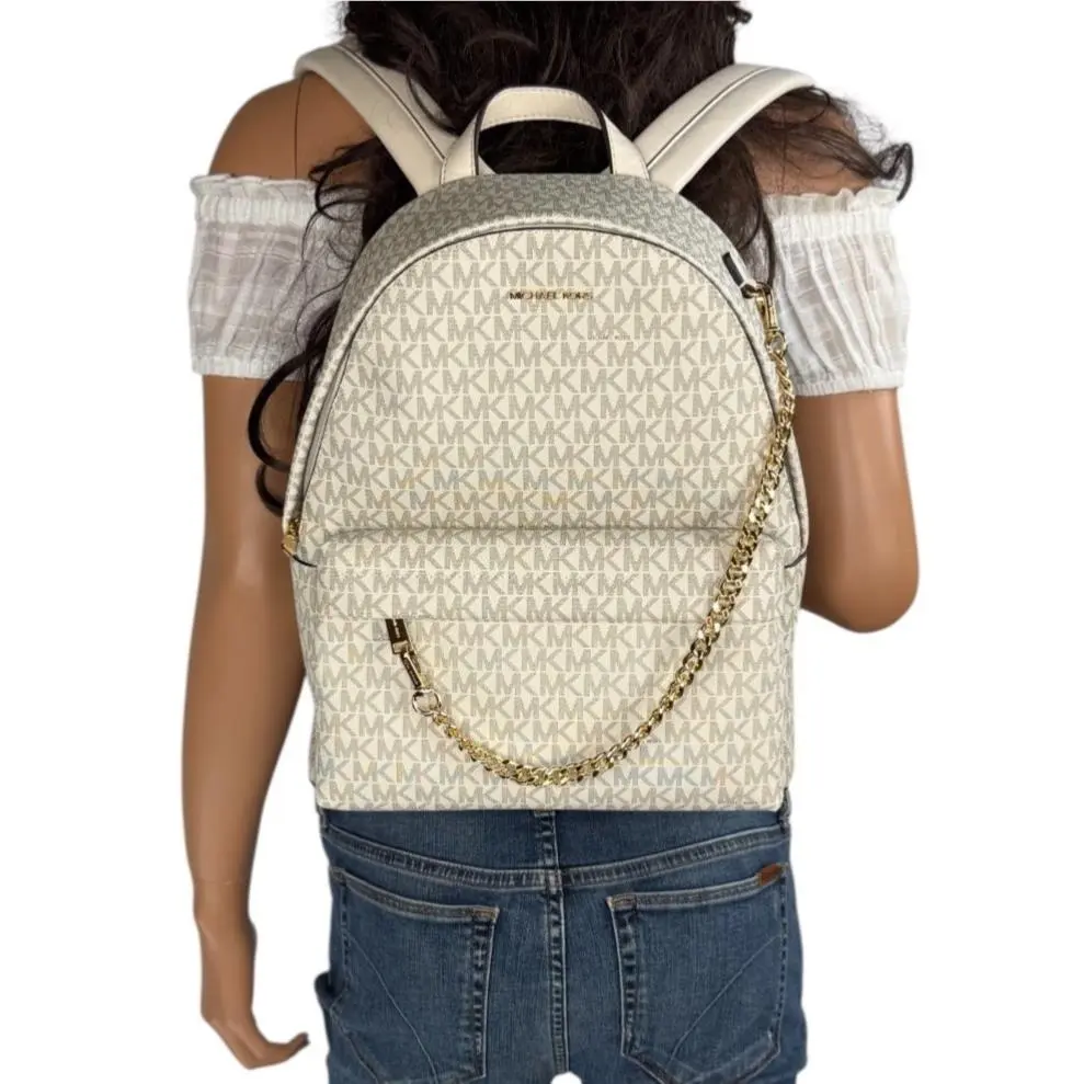 Slater Medium Chain Backpack MK Light Cream Multi by Michael Kors