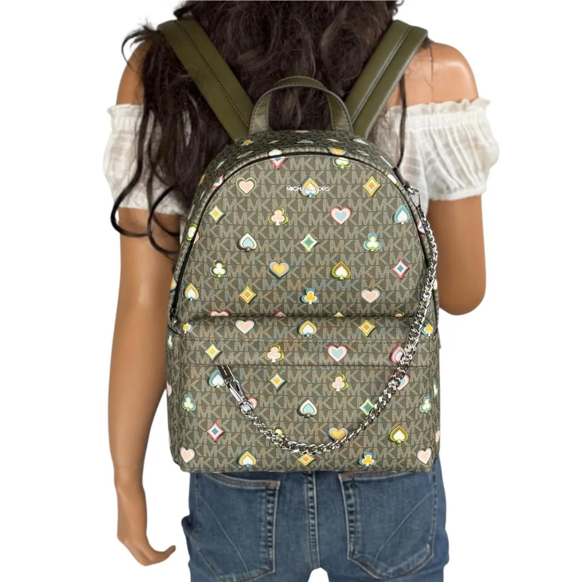 Slater Medium Chain Backpack MK Olive(Limited Edition) by Michael Kors