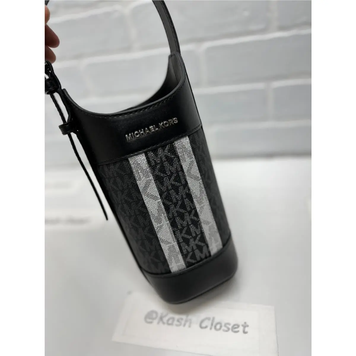 Michael Kors Wine Bottle Holder with Metallic Stripe