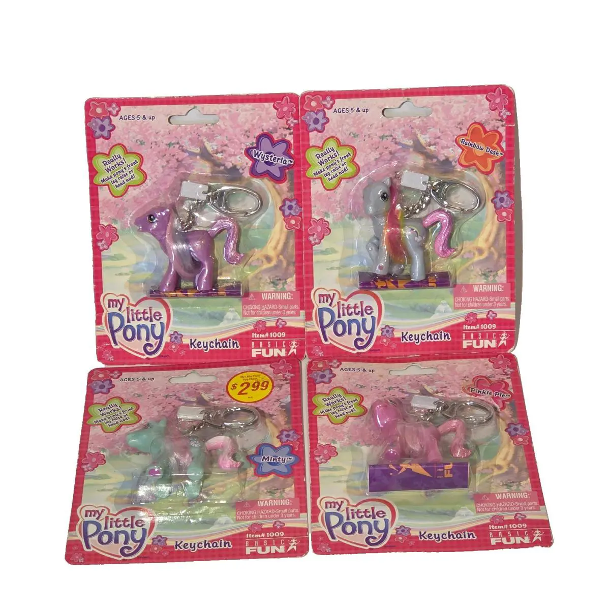 2003 Hasbro MY Little Pony G3 Keychain Complete Set 4 Minty Pinkie Pie Wysteria