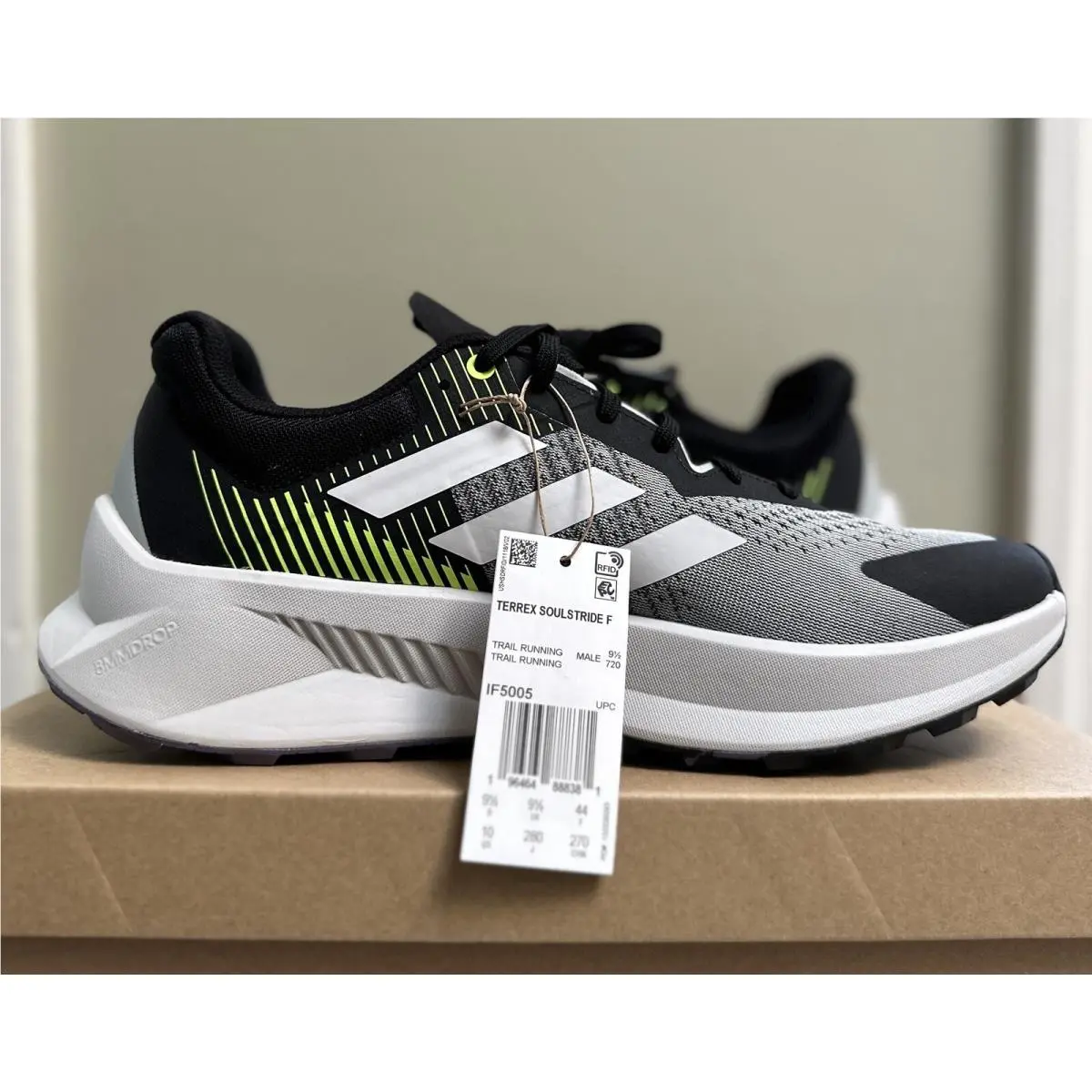 Adidas Terrex Soulstride Flow Men`s US 10 Wonder Silver/crystal White/lucid Lemn