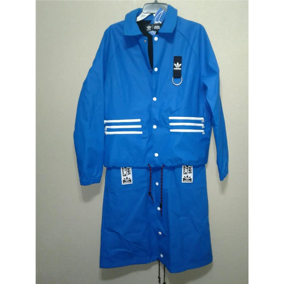 Adidas x Olivia Leblanc Womens Convertible Trench Coat Skirt Blue sz M