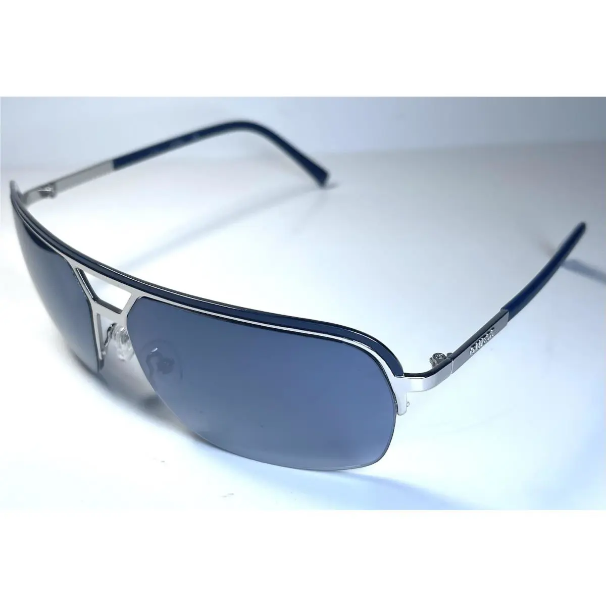 Guess Navy Blue Silver Aviator GF 159 Sunglasses + Case Unisex