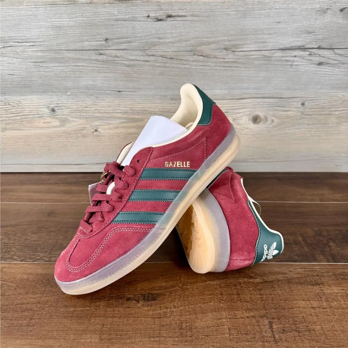 Adidas Gazelle Indoor Mens Size 9.5 Shadow Red Shadow Green Wonder White JH5403