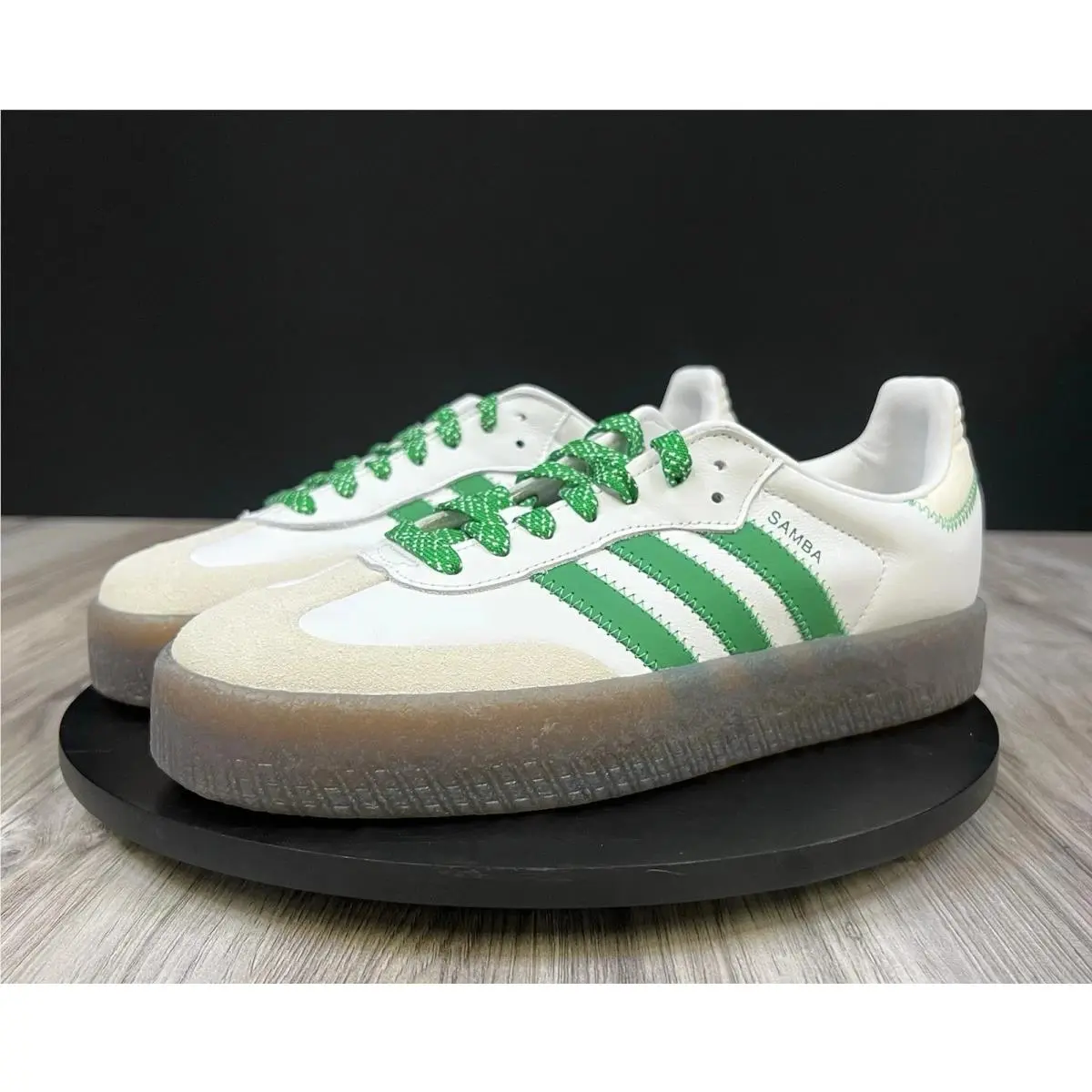 Adidas Originals Sambae White Green IE9105 Platform Womens Size 7.5 Shoes