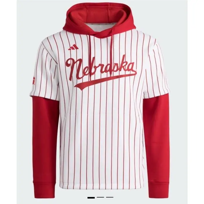 Adidas L Men’s Nebraska Cornhuskers Hooded Jersey with American Flag