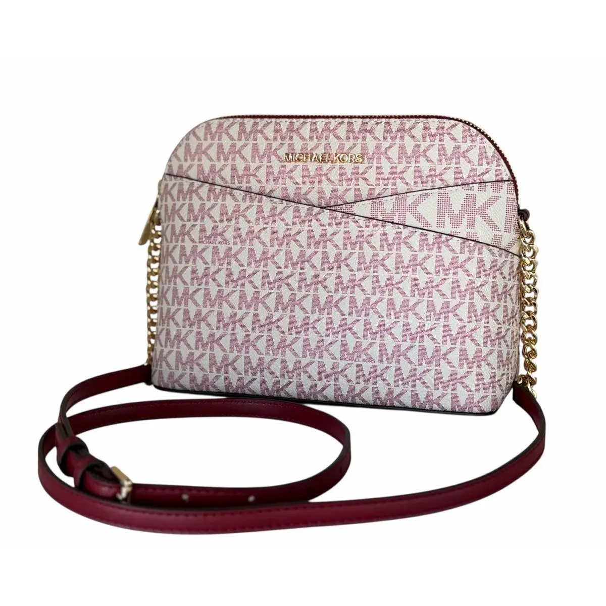Michael Kors Jet Set Travel Dome Shoulder Crossbody Bag MK Cherry Multi