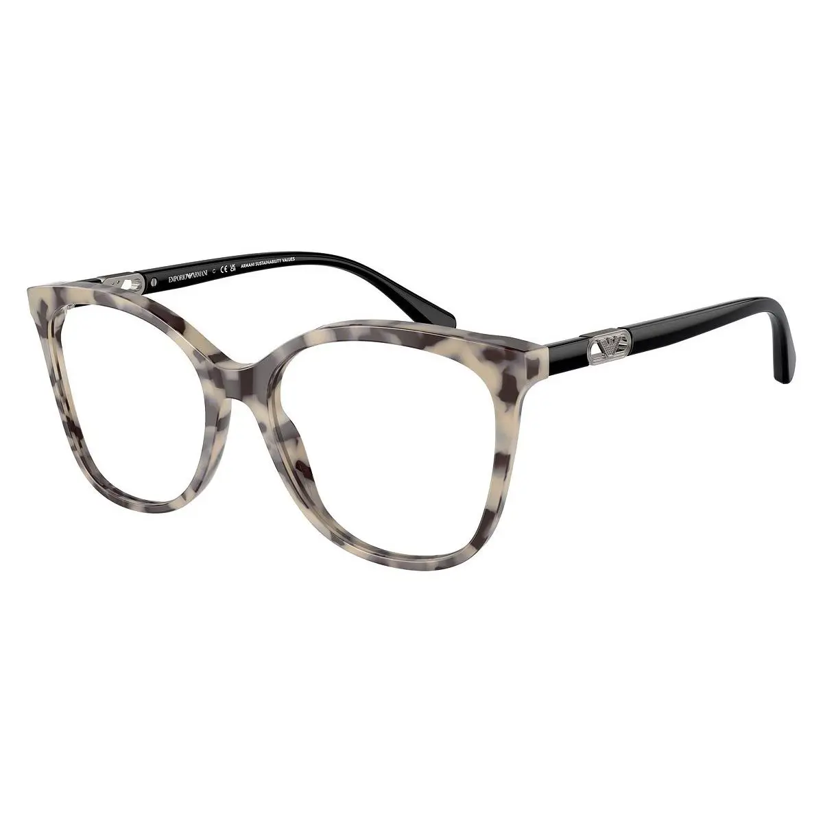 Emporio Armani Square Woman Eyeglasses EA3231 6058 54mm Shiny Havana Cream