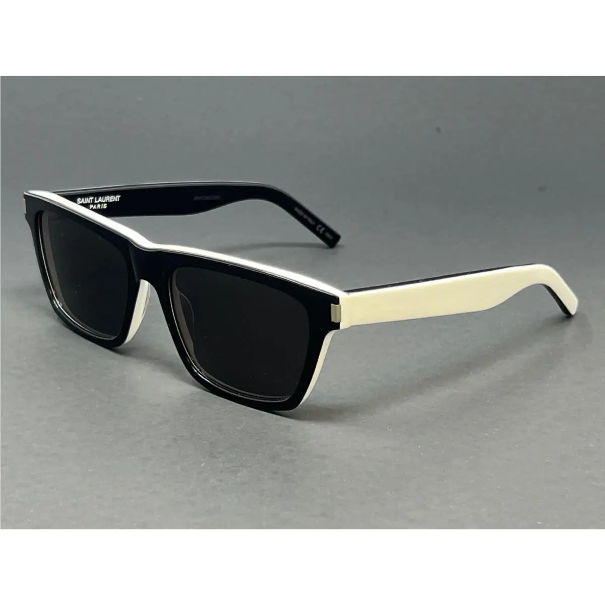 Saint Laurent Sunglasses SL274-004 Black White 56mm Unisex Square Gray Lens by Yves Saint Laurent