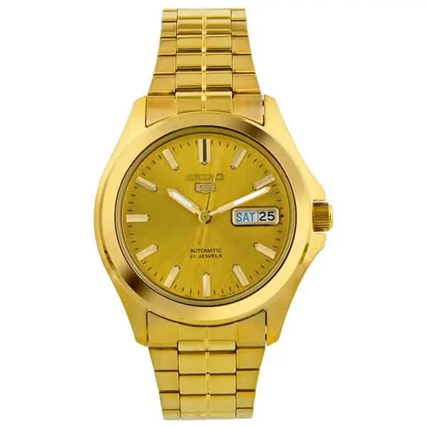 Seiko 5 All Gold-plated Stainless Steel Men`s Watch SNKK98