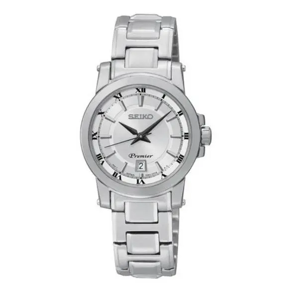Seiko SXDF41 Premier Date Silver Dial Stainless Steel Band Women`s Watch