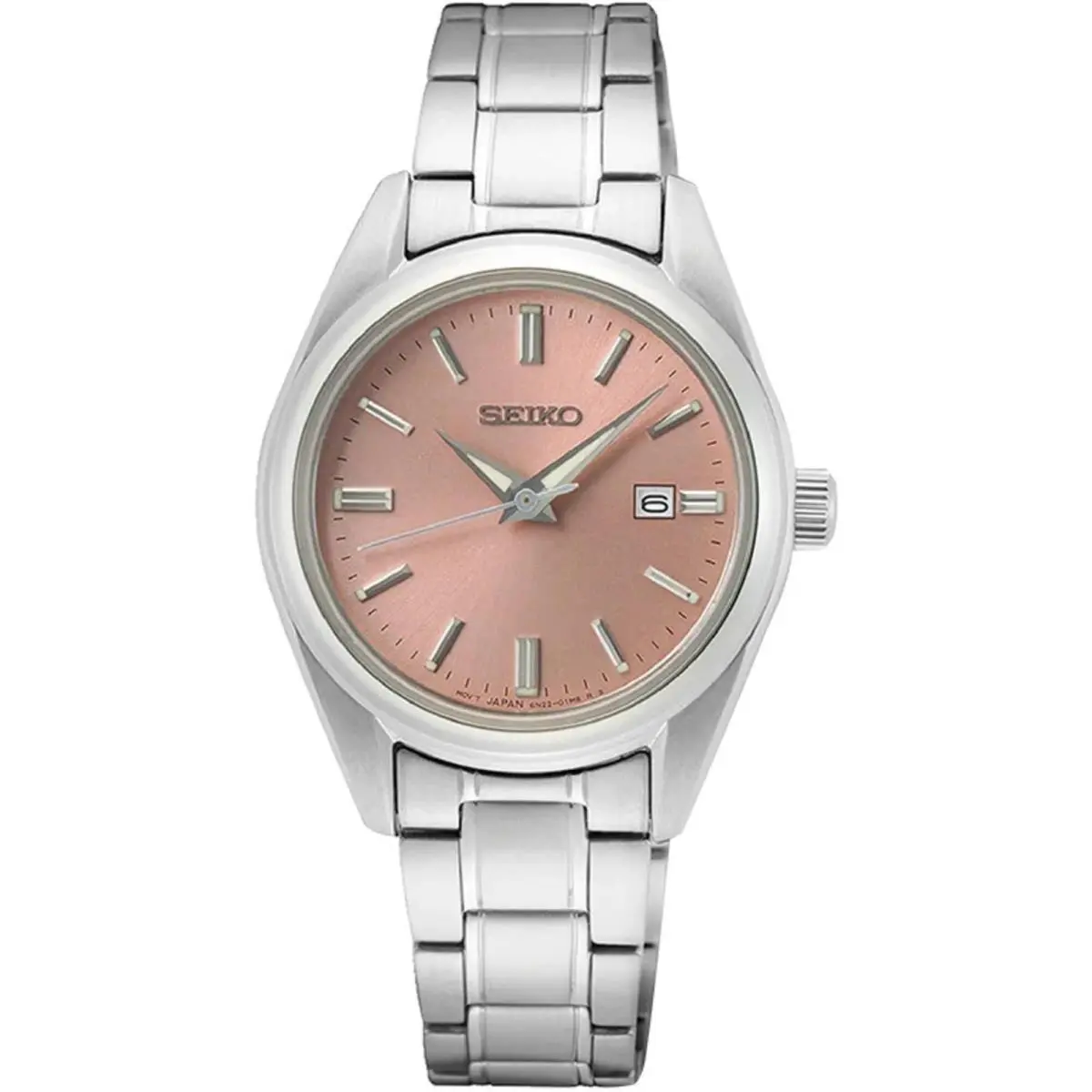 Seiko Women`s Watch Quartz Pink Dial Silver Stainless Steel Bracelet SUR529P1