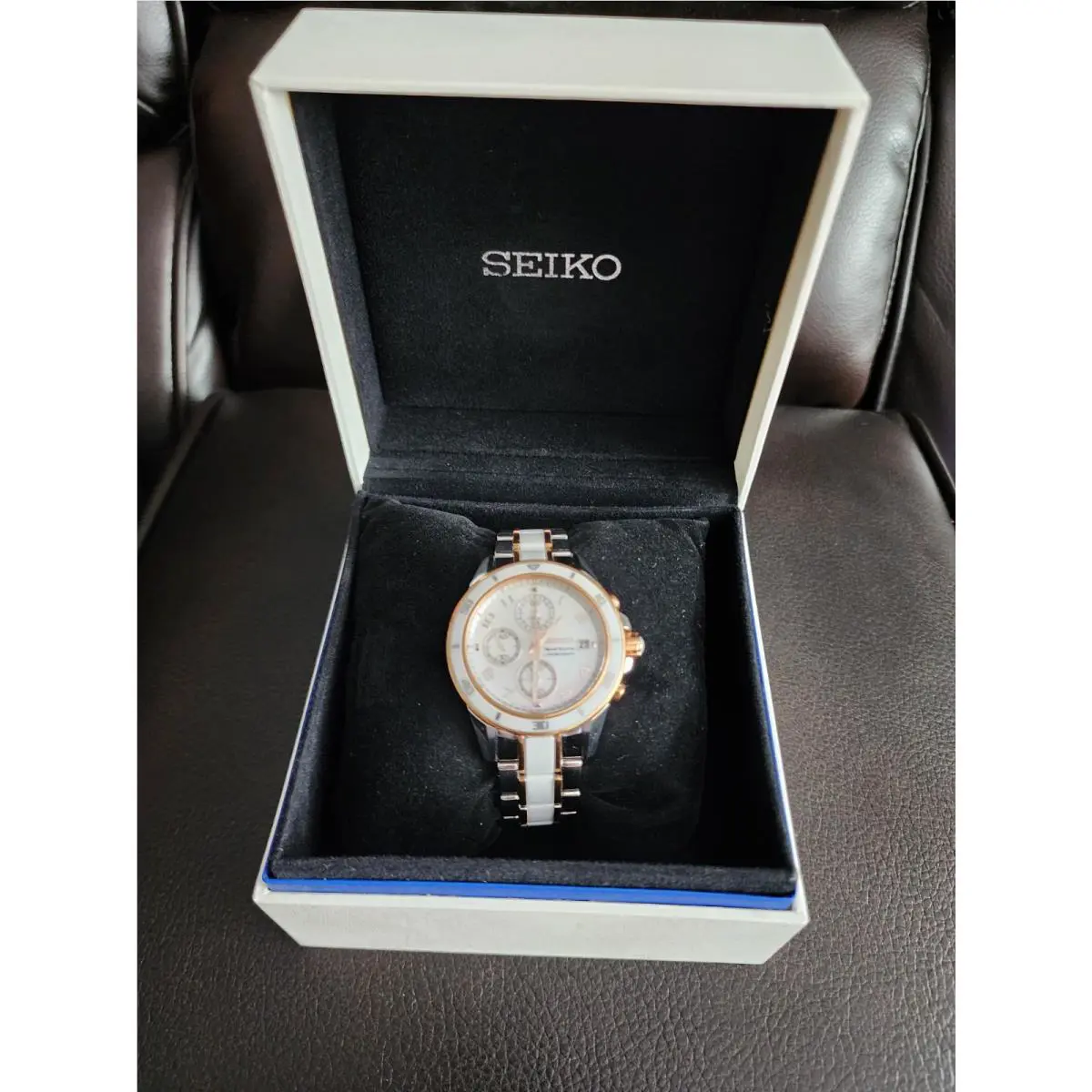 Seiko Women’s Sportura Two-tone Ceramic Chronograph Watch