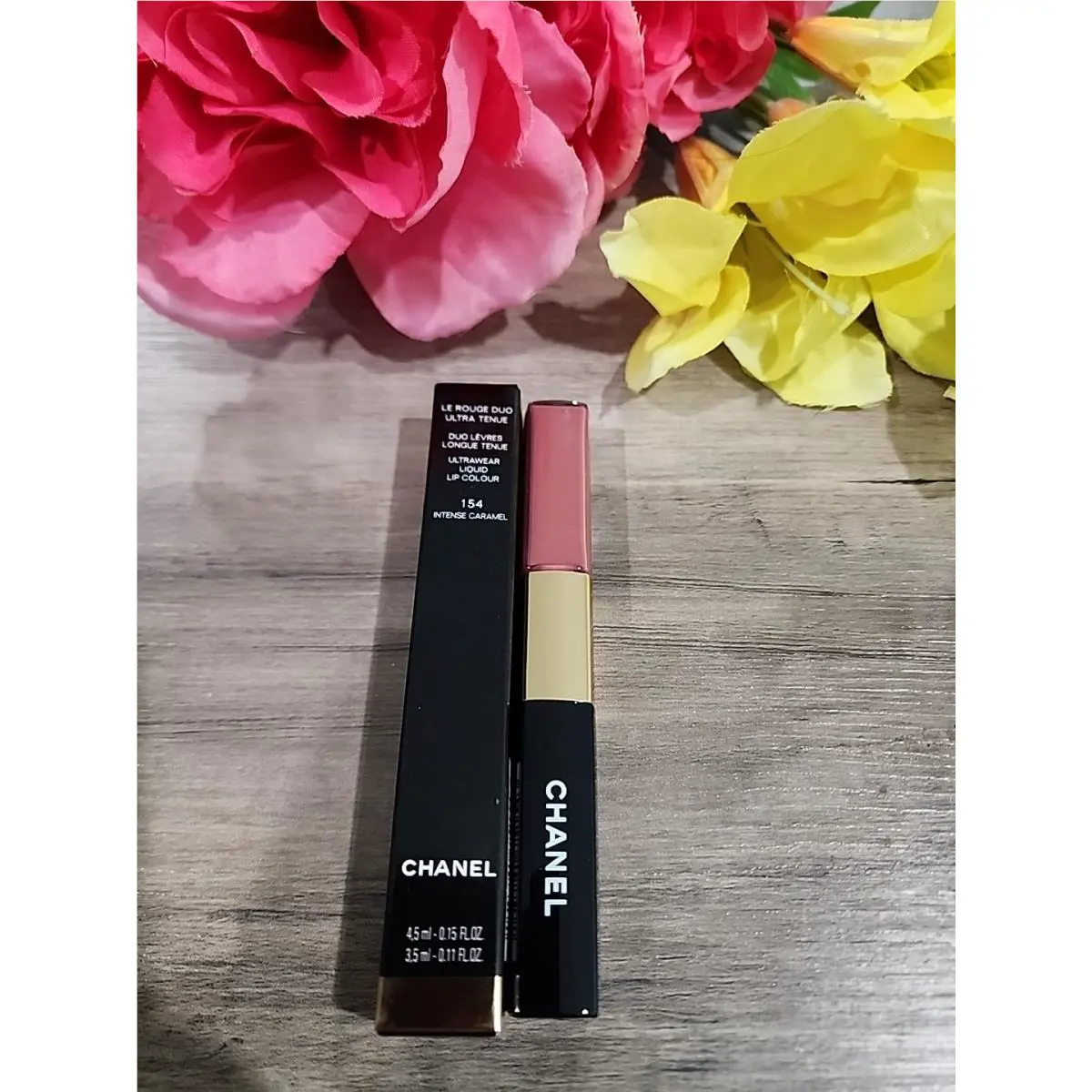 Chanel LE Rouge Duo 154 Intense Caramel Two Heads Liquid Lip Colour