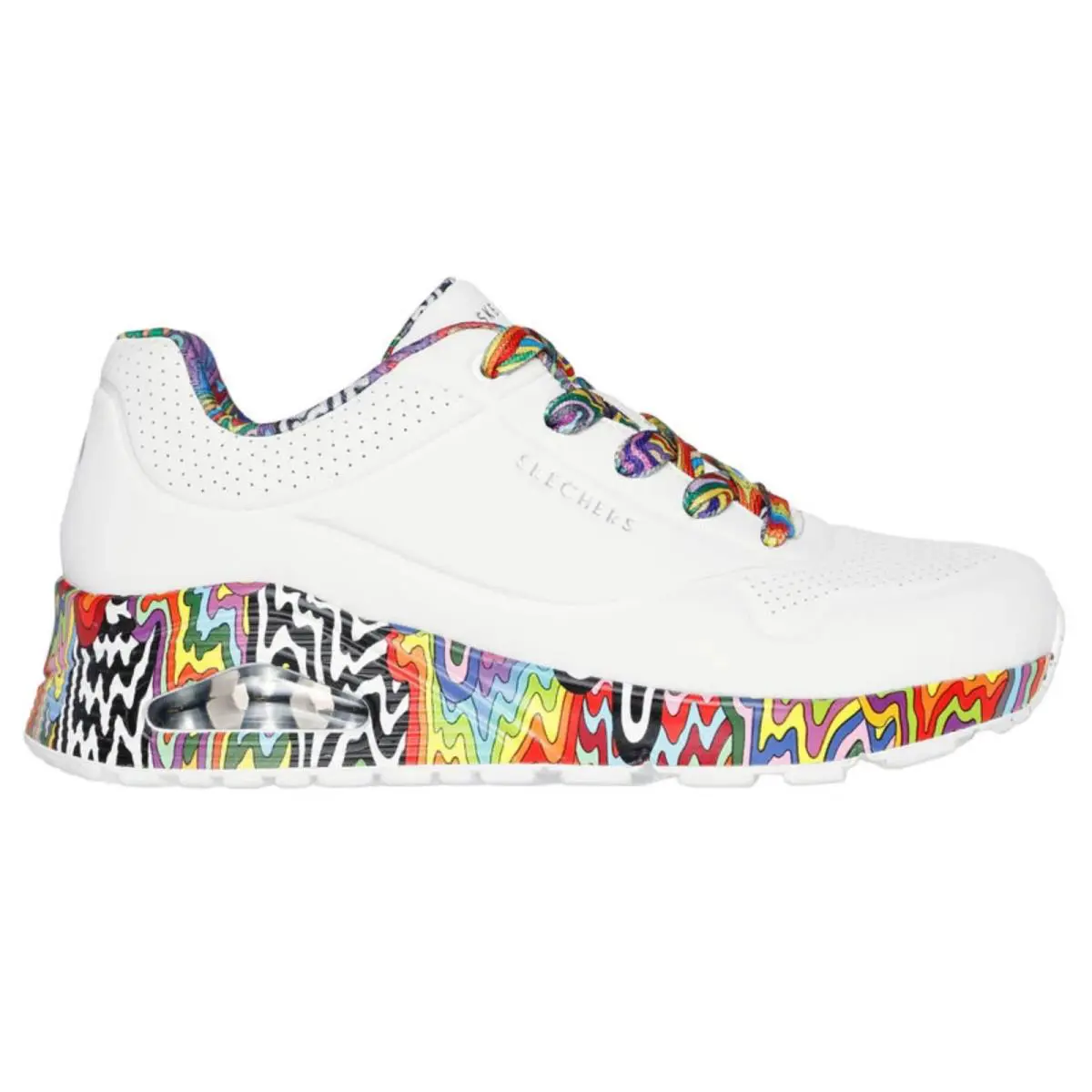 Skechers Women`s 177959 Jen Stark Mini Drip White Multi Casual Shoes - White