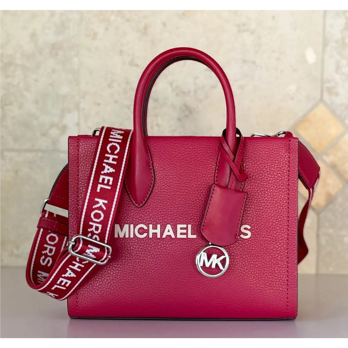 Michael Kors Mirella Small Shopper Tote Satchel Shoulder Bag Dark Raspberry