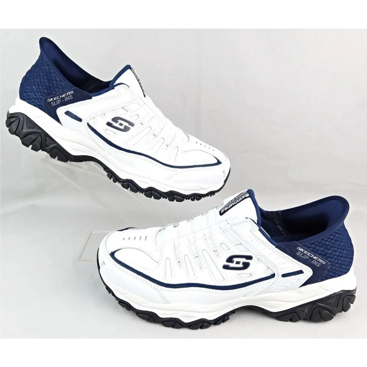 Slip-ins Mens 13 After Burn Grill Captain Sneakers White Navy 4E by Skechers