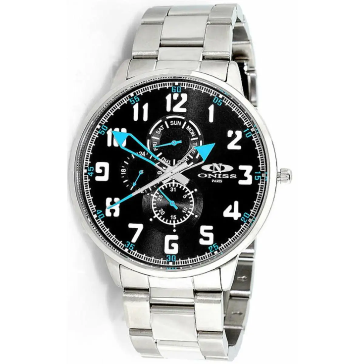 Oniss Paris Men`s Stainless Steel Watch with Black Dial