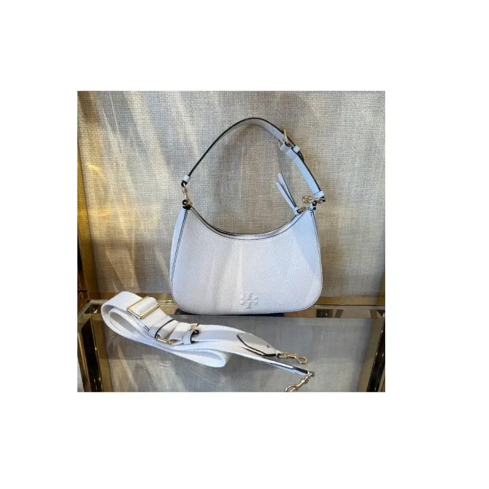 Thea Pebble Leather Convertible Crossbody Shoulder Handbag Ivory by Tory Burch