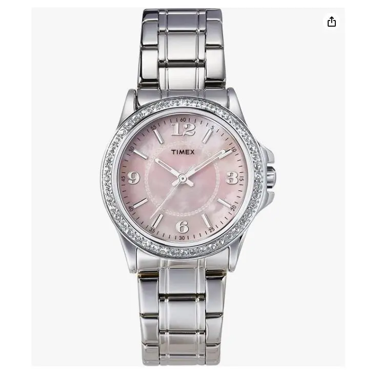 Women`s T2M834 Crystal Accented Silver-tone Dress Stainless Steel Bracelet by Timex