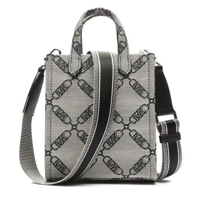 Michael Kors Gigi Jacquard NS Messenger MK Logo XS Tote Nat/black