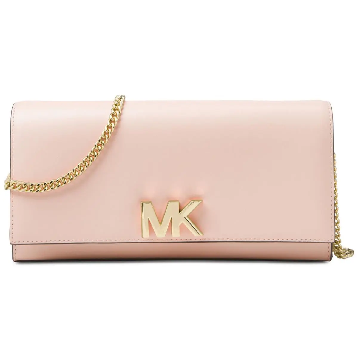 Michael Kors Mott Large Leather Clutch Convertible Chain Shoulder Bag Soft Pink