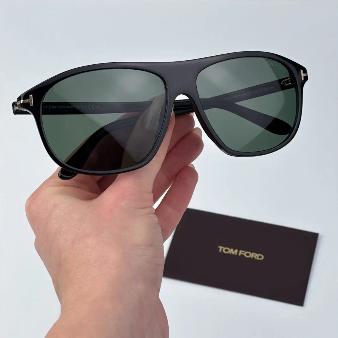 Tom Ford Men Sunglasses Black Green Polarized Pilot Prescott FT1027 01R