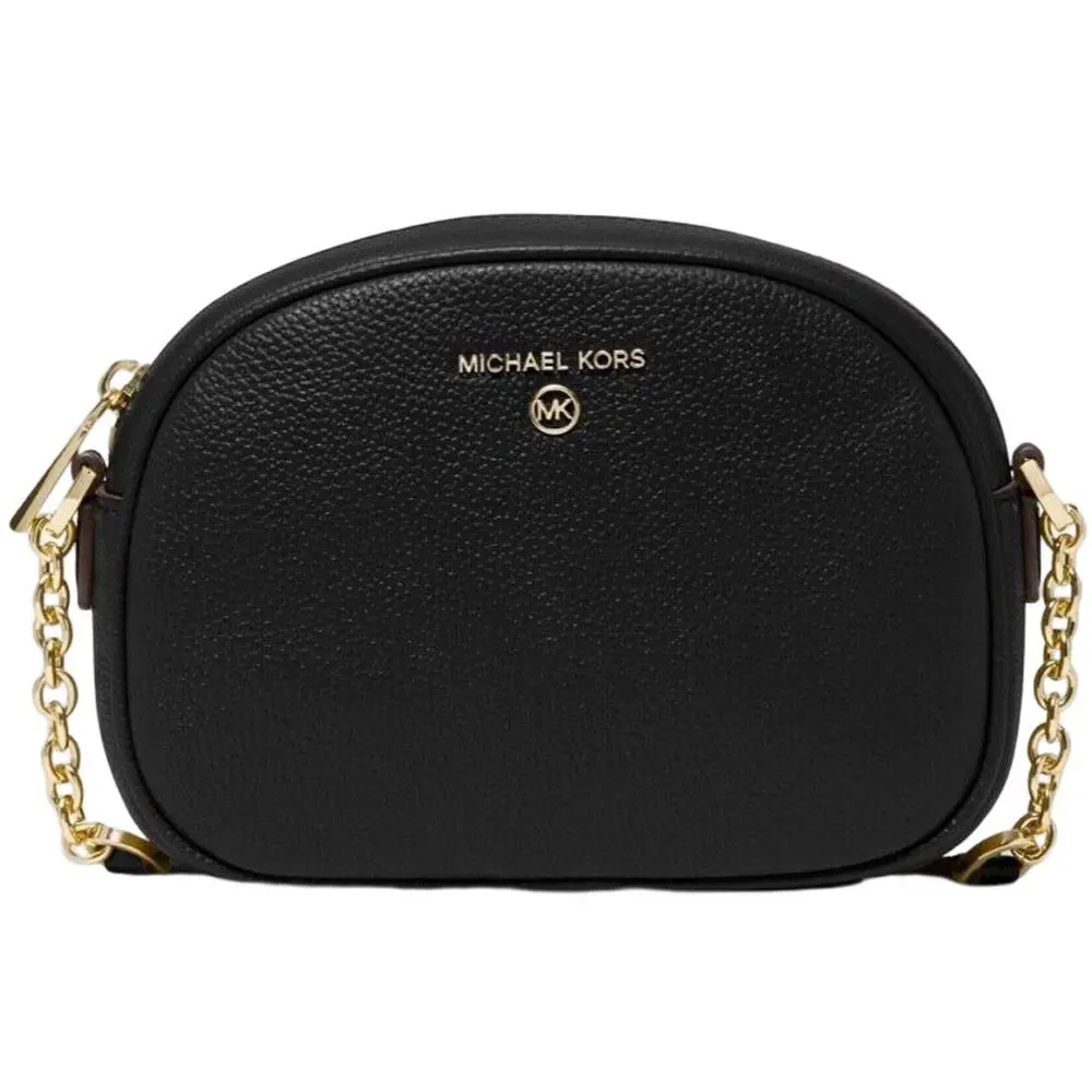 Michael Kors Jet Set Charm Sm Leather Oval Camera Crossbody Black