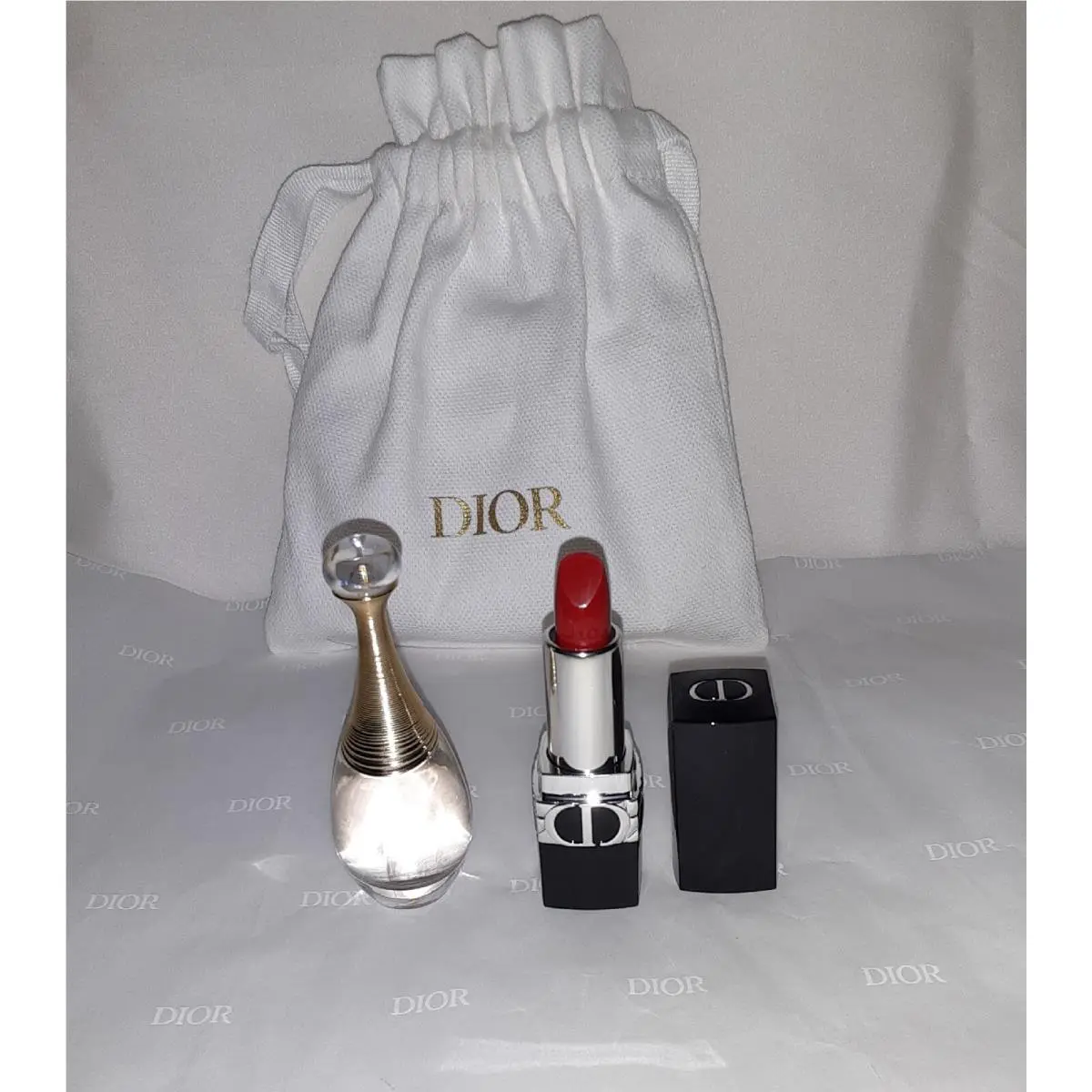 Dior Jadore Eau de Parfum 5mL /0.17oz Mini Lipstick 999 Set in Dust Bag