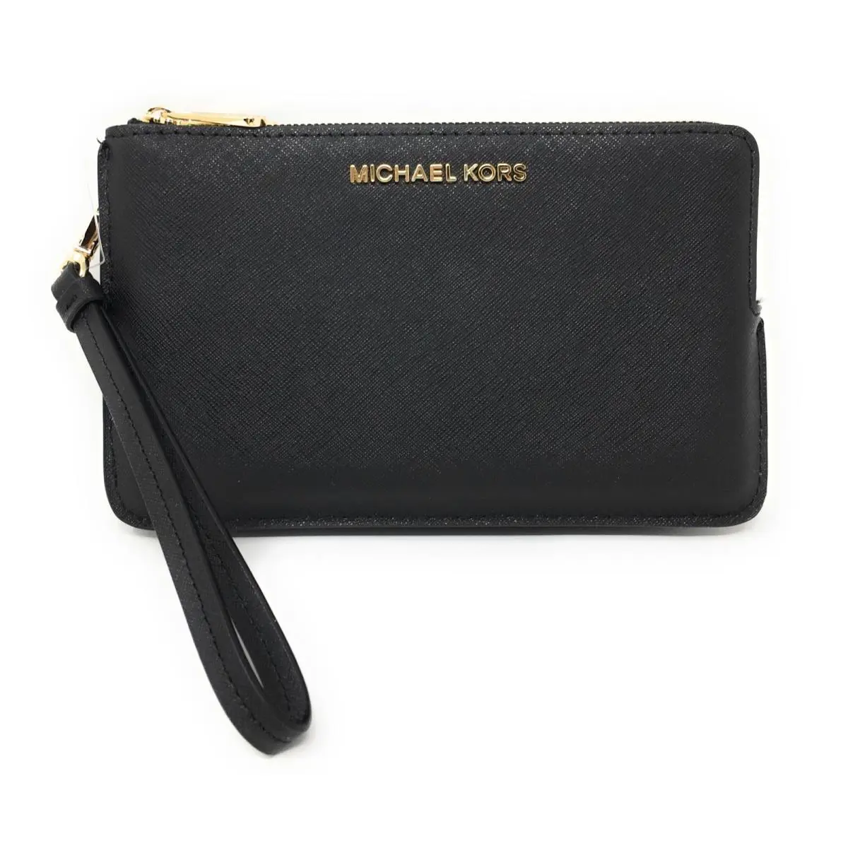 Michael Kors Jet Set Extra Large Double Gusset Top Zip Leather Wristlet: