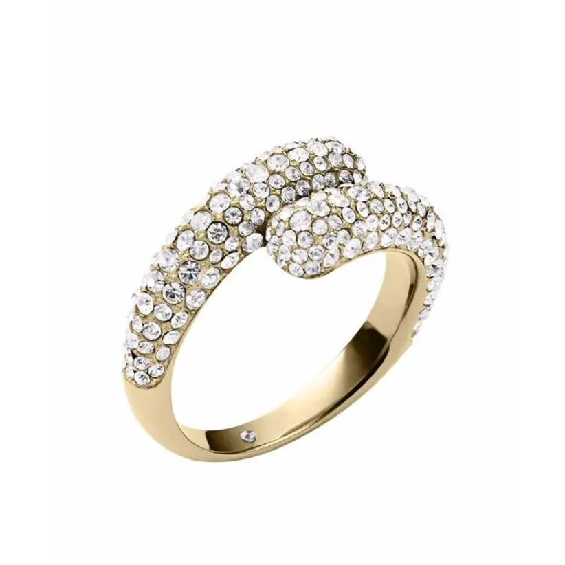 Michael Kors MKJ3680710 Gold Tone Pave Bypass Ring Size 8