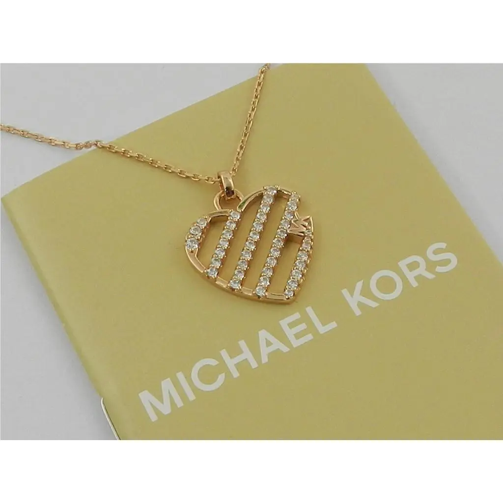 Michael Kors 14K Rose Gold Over Sterling Silver Open Heart Pendant Necklace