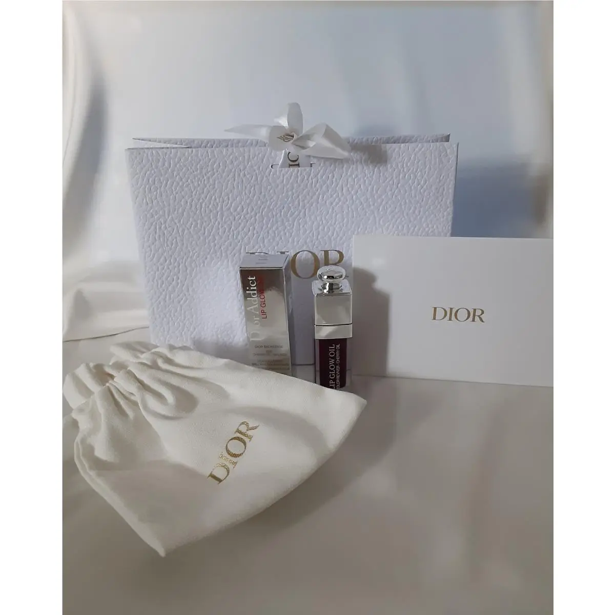 Dior Addict Lip Glow Oil Gift Bag Card Set 6mL 0.2oz Shade 006 Berry