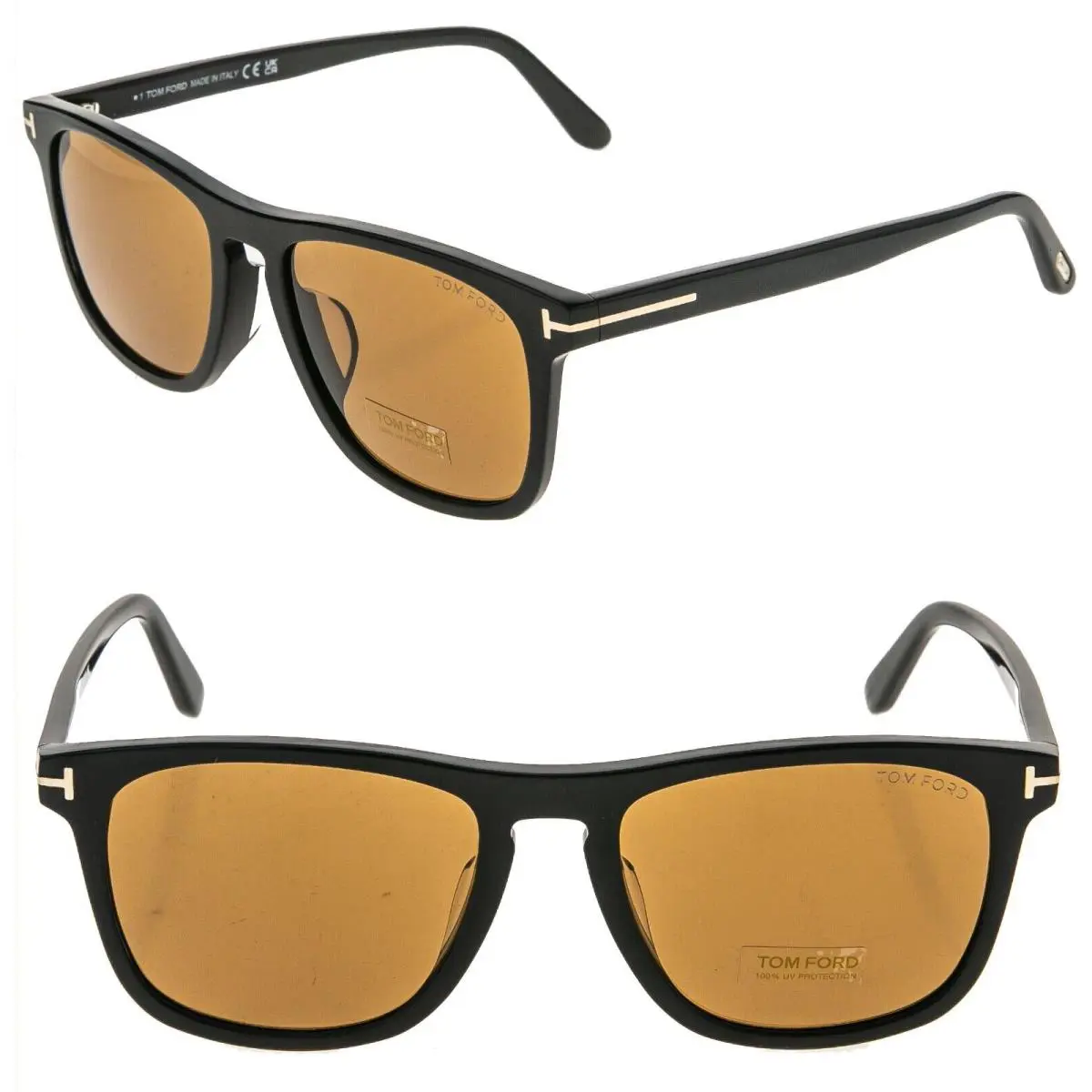 Tom Ford GERARD-02 FT0930 01E Black Brown Eco Square Sunglasses 930