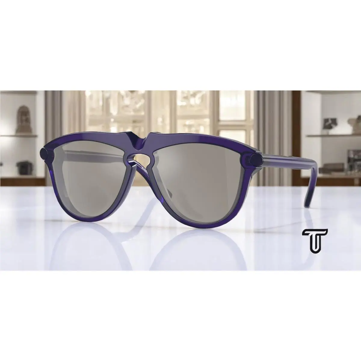 Burberry BE4417U 41056G Transp Dk Blue Grey Grad Dk Blue 60 mm Men`s Sunglasses