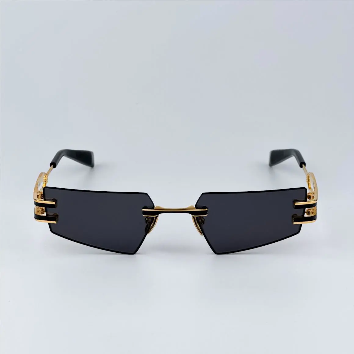 Balmain Men Sunglasses Titanium Gold Black Grey Geometric Fixe BPS-123A-54