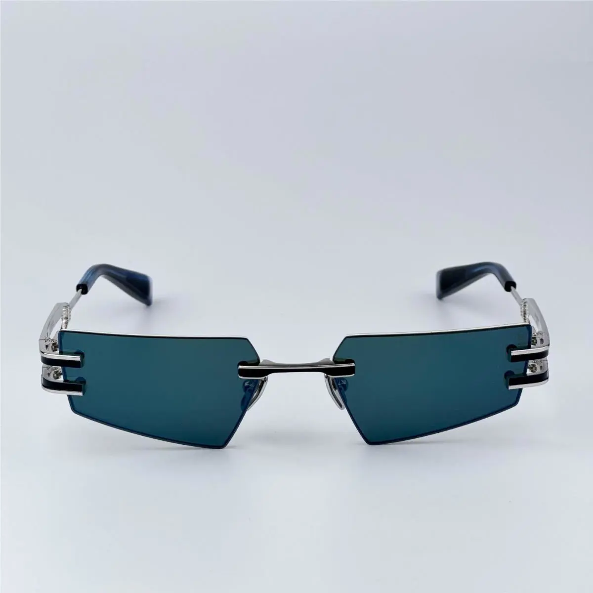 Balmain Men Sunglasses Silver Blue Mirror Geometric Fixe BPS-123E-54