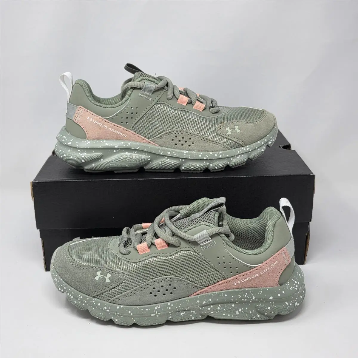 Under Armour Charged Verssert Womens 6 Speckle Green Pink Lace Up Running Shoe