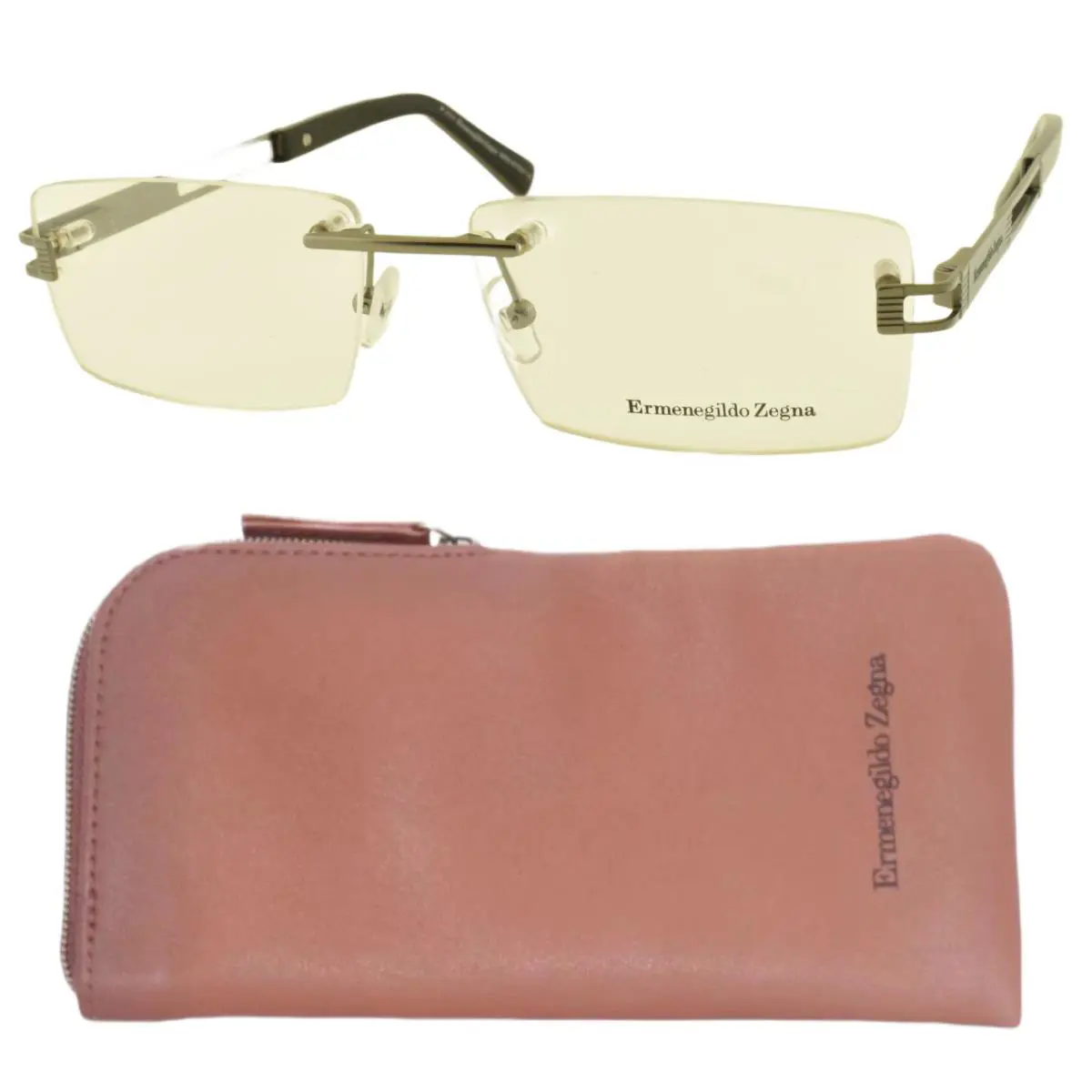 EZ5075 015 55-15-145 Matte Light Ruthenium Rectangle Frame by Ermenegildo Zegna