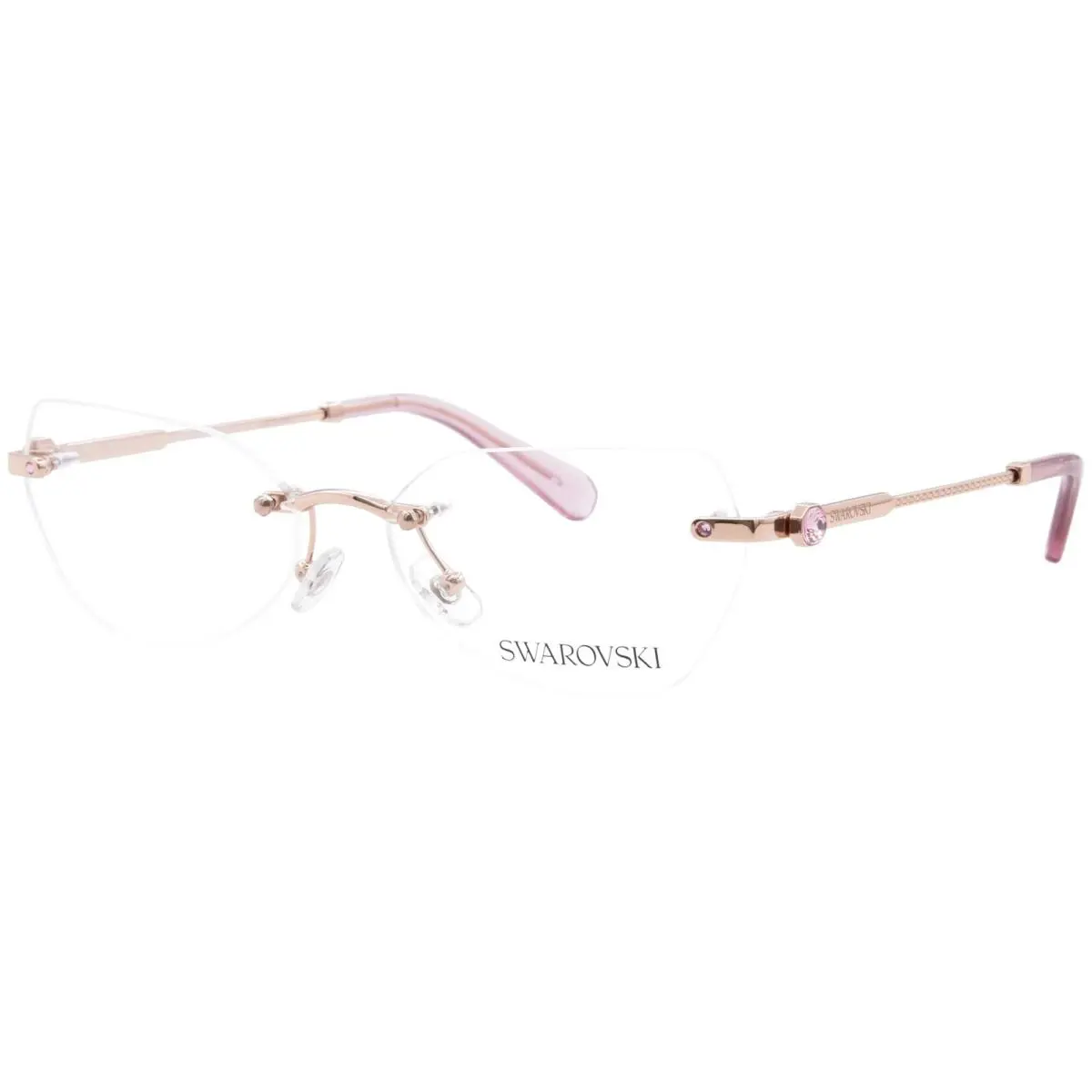 Swarovski SK1031 4014 Eyeglasses Women`s Rose Gold Rimless Style 56mm