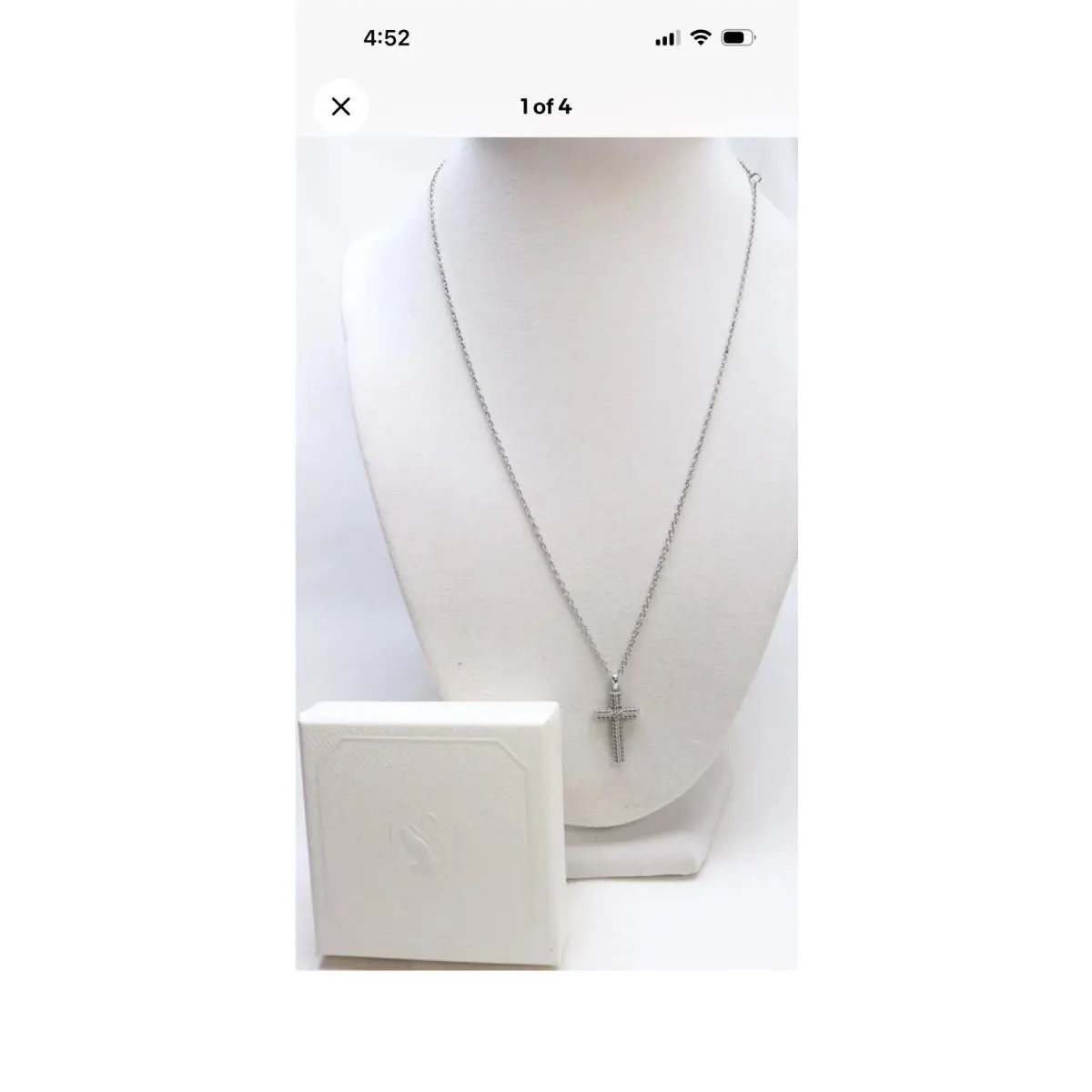 Swarovski Silver Tone Clear Crystal Insigne Cross Necklace Adj