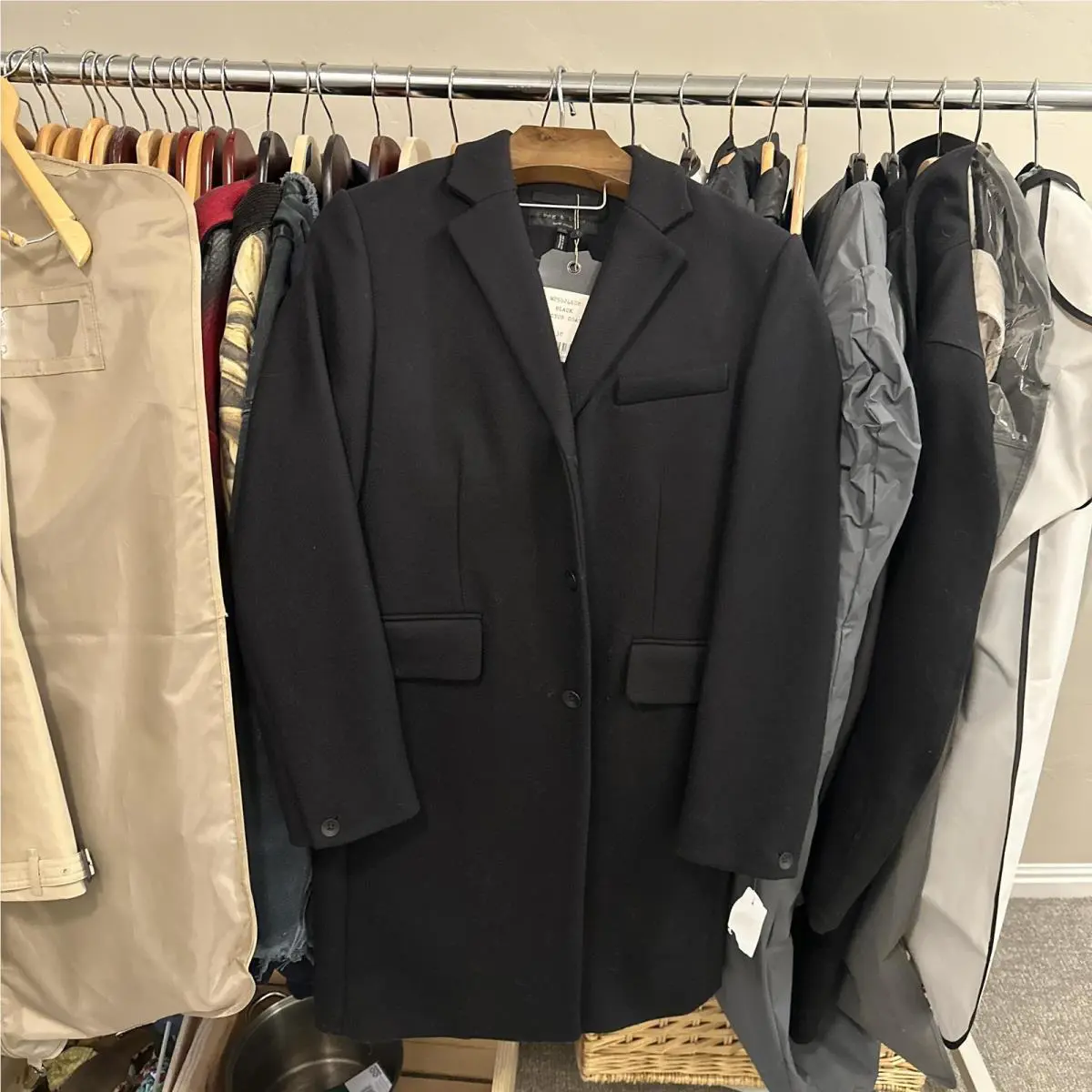 Rag Bone Victor Coat Mens 38 Black Wool Overcoat Topcoat Made Italy M2562460R