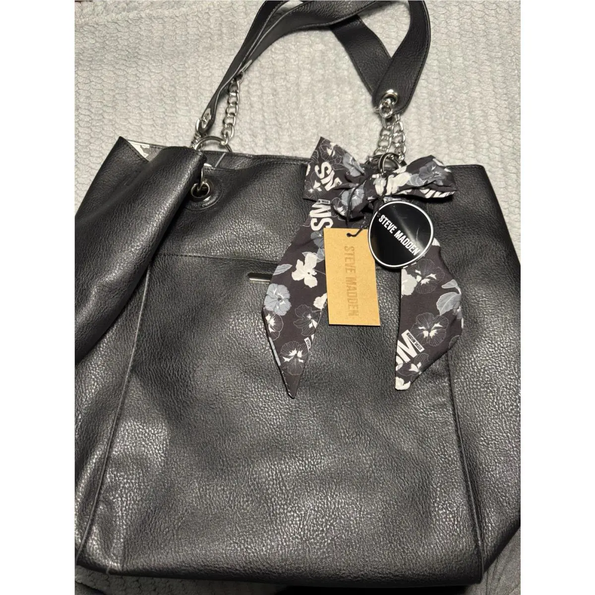 Steve Madden Bwilde Black Overnight Tote Large Purse Bag + Removable Make Up Bag