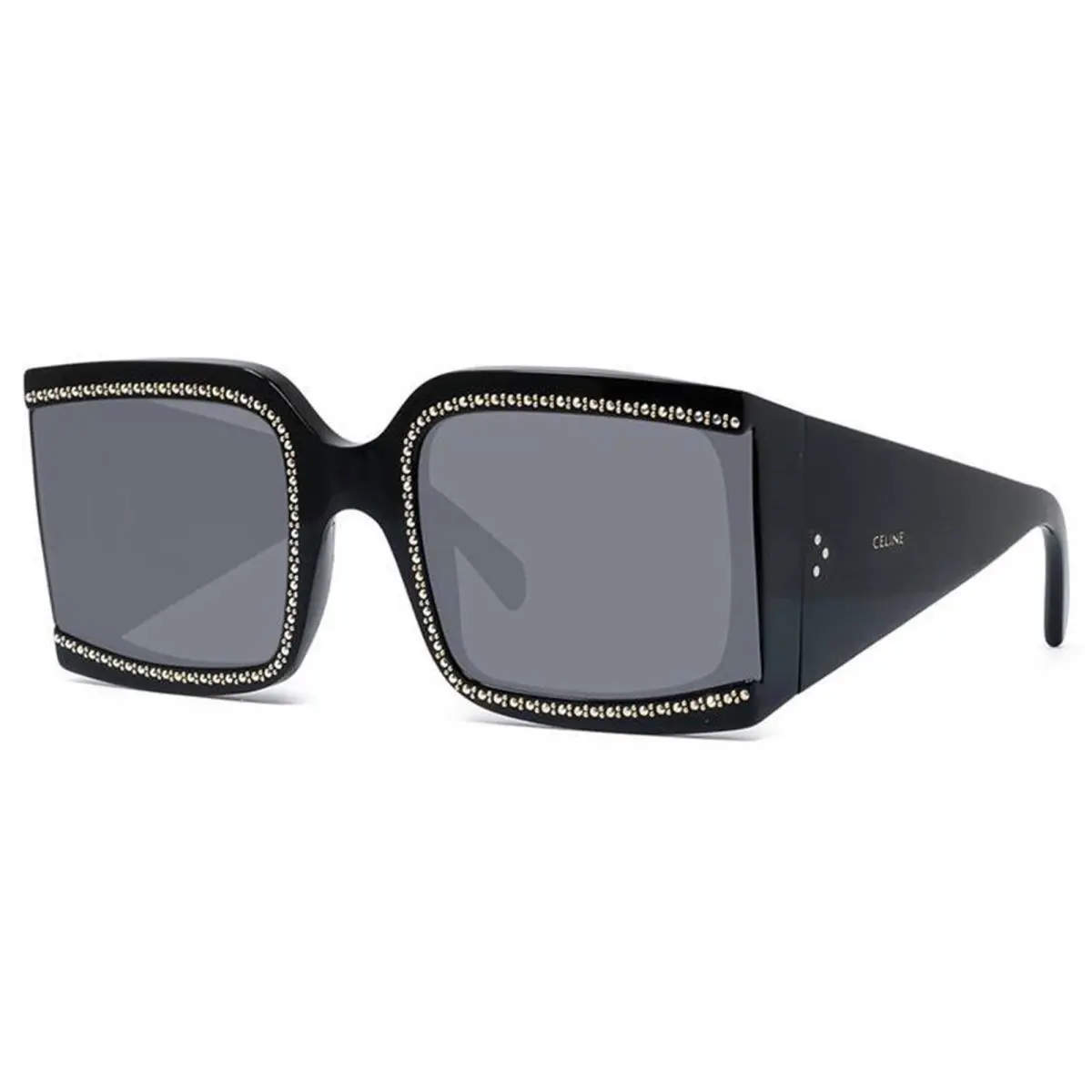 Celine Paris Women`s Blk Oversize Square Sunglasses w Crystals 4084IS 02A Italy