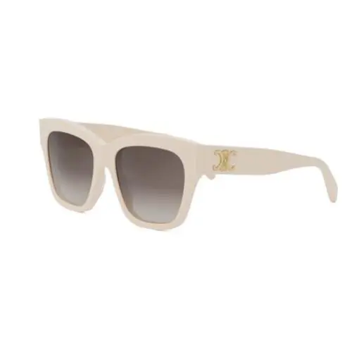 Celine Triomphe CL40253I 25F Shiny White/brown Gradient Women`s Sunglasses - Frame: Shiny White, Lens: Brown Gradient