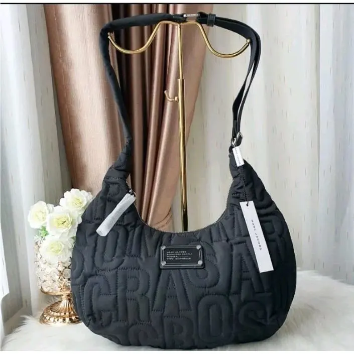 Marc Jacobs Jumbled Logo Workwear Nylon Crossbody Bag In Black