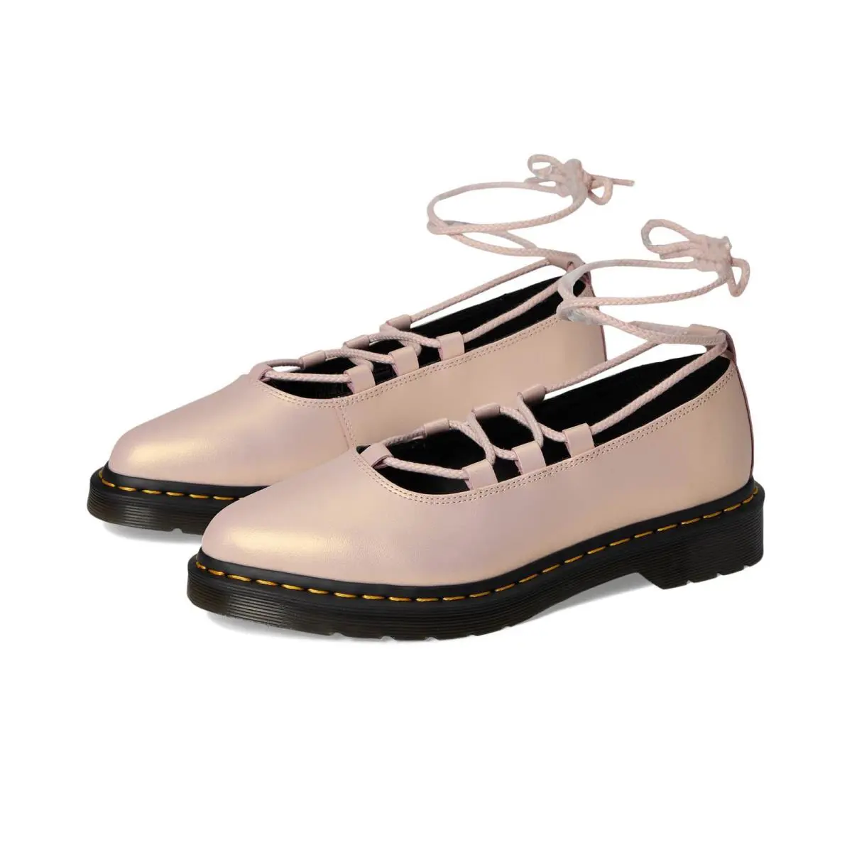 Dr. Martens Womens Elphie Ii Iridescent Leather Ballet Flats Powder Pink+gold - Powder Pink Gold Shift